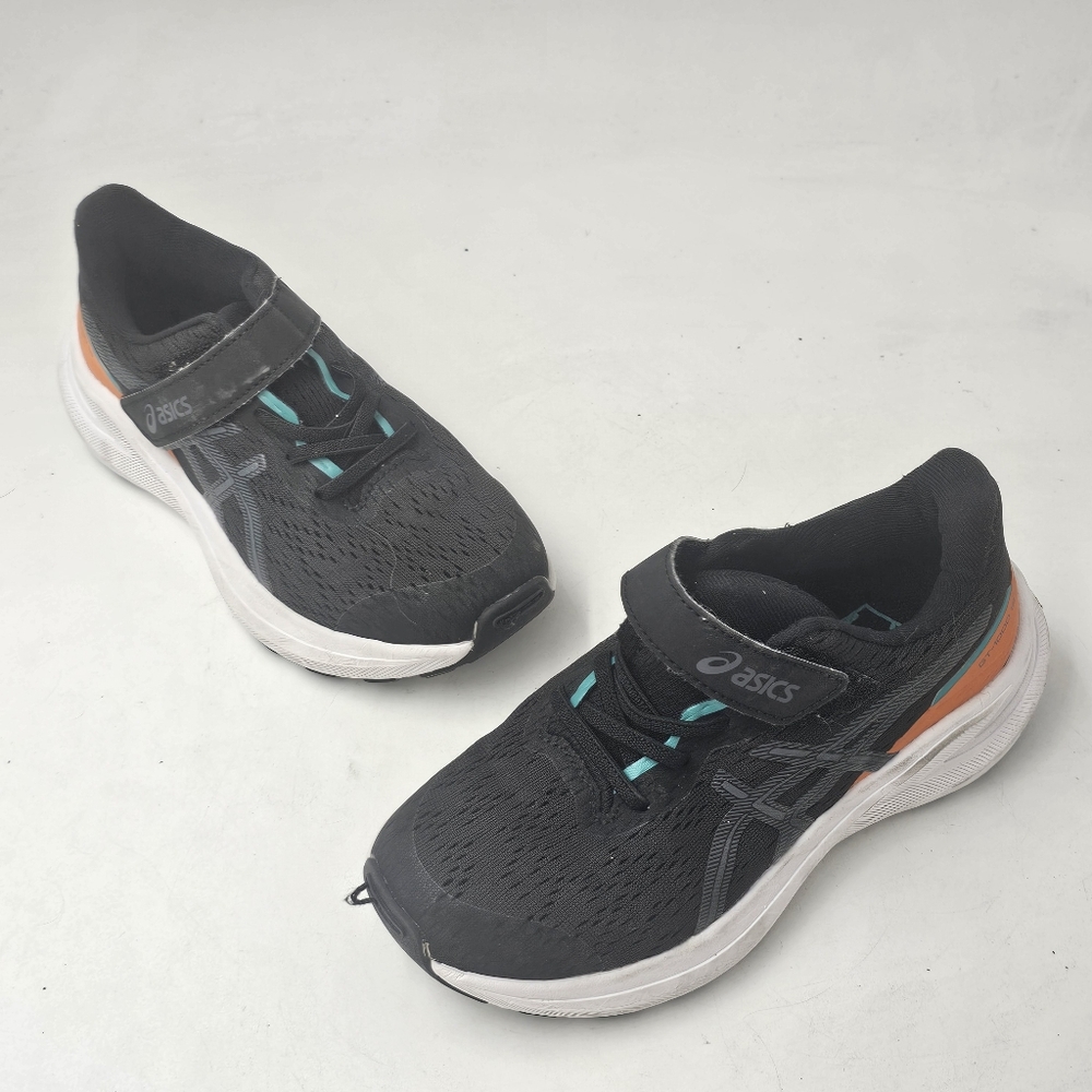ASICS GT 1000 13 PS Kids Sneakers Black Teal Orange Size 1 Hook Loop - Picture 3 of 12